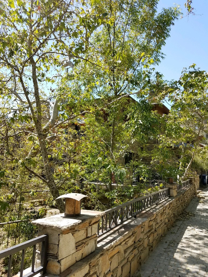 granite wall bridge with lamps