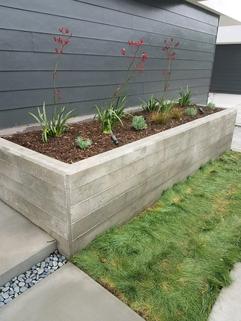 display box planter with lights and grass